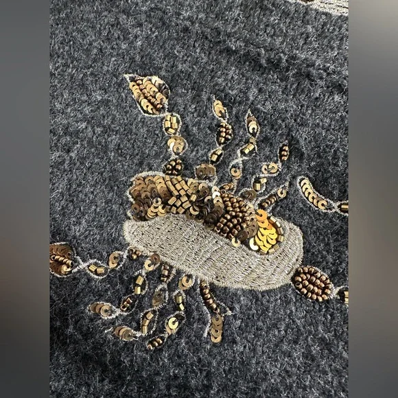 Zara Embodied and Beaded Zodiac Sweater Size Large EUC Wool Blend - Picture 6 of 8